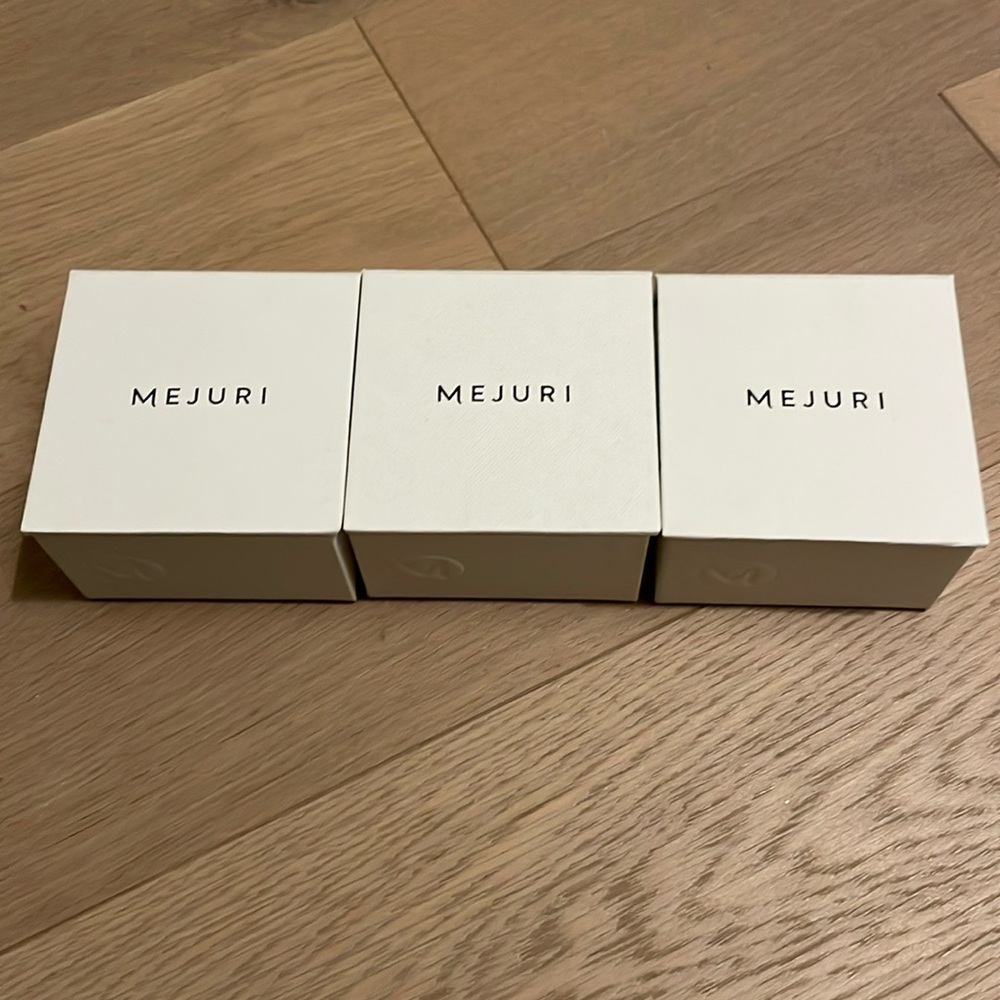 Mejuri set of 3 boxes with pouches